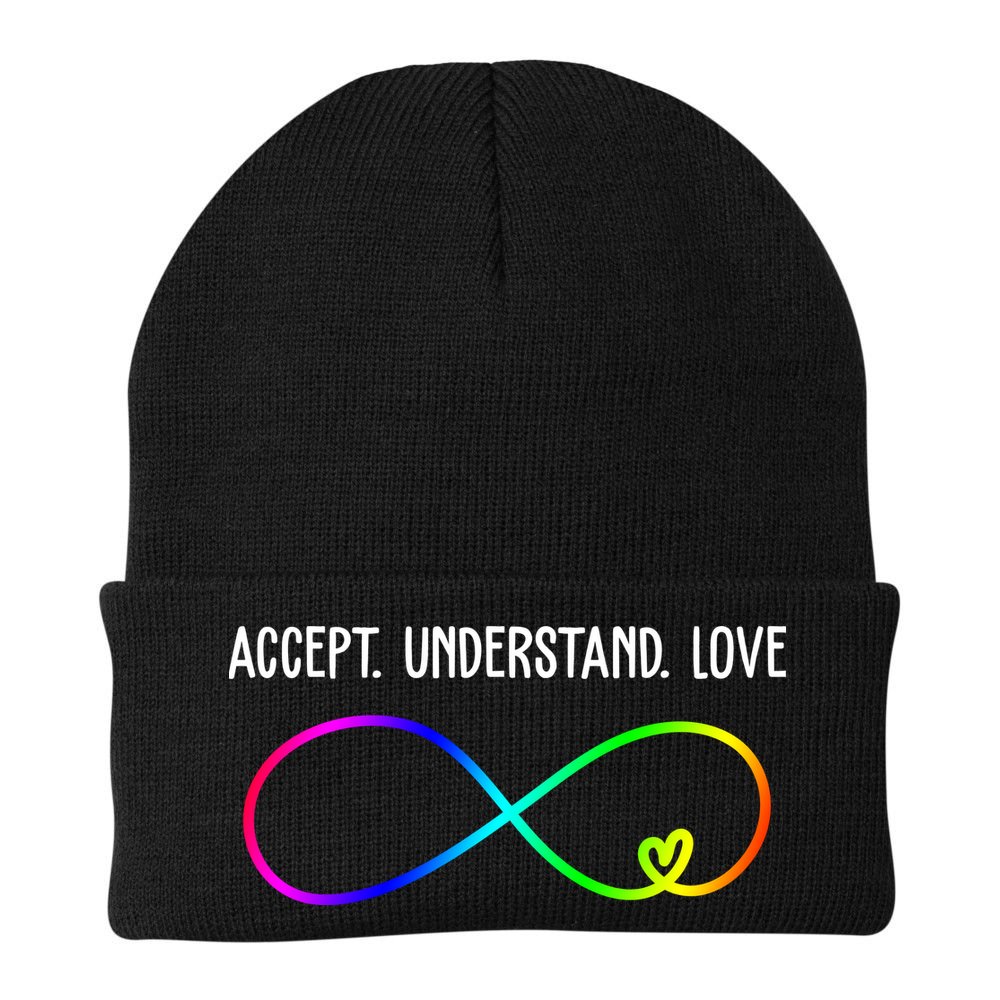 Accept Under Love Neurodiversity Autism Rainbow Beanie