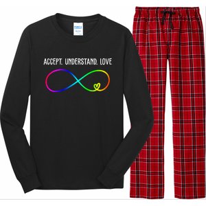 Accept Under Love Neurodiversity Autism Rainbow Long Sleeve Pajama Set