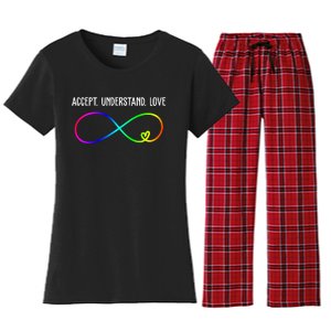 Accept Under Love Neurodiversity Autism Rainbow Women's Flannel Pajama Set