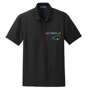 Accept Under Love Neurodiversity Autism Rainbow Dry Zone Grid Polo