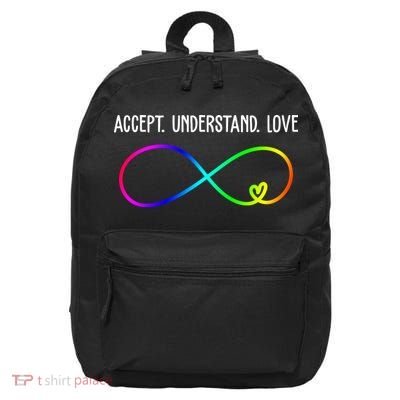 Accept Under Love Neurodiversity Autism Rainbow 16 in Basic Backpack