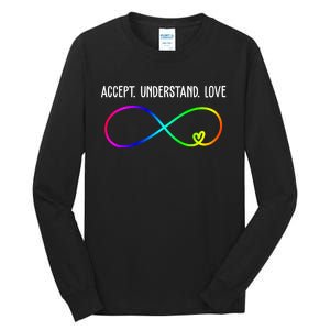 Accept Under Love Neurodiversity Autism Rainbow Tall Long Sleeve T-Shirt