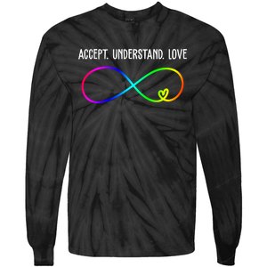 Accept Under Love Neurodiversity Autism Rainbow Tie-Dye Long Sleeve Shirt