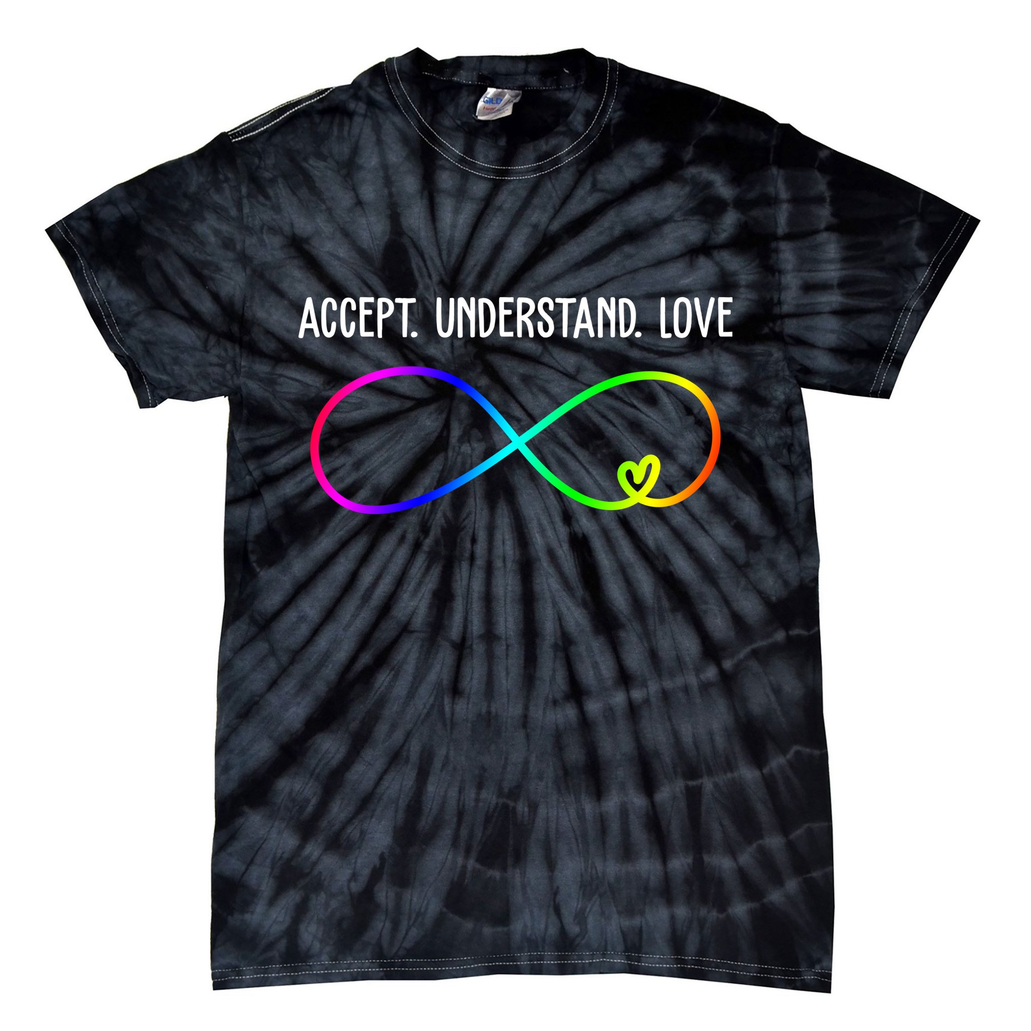 Accept Under Love Neurodiversity Autism Rainbow Tie-Dye T-Shirt