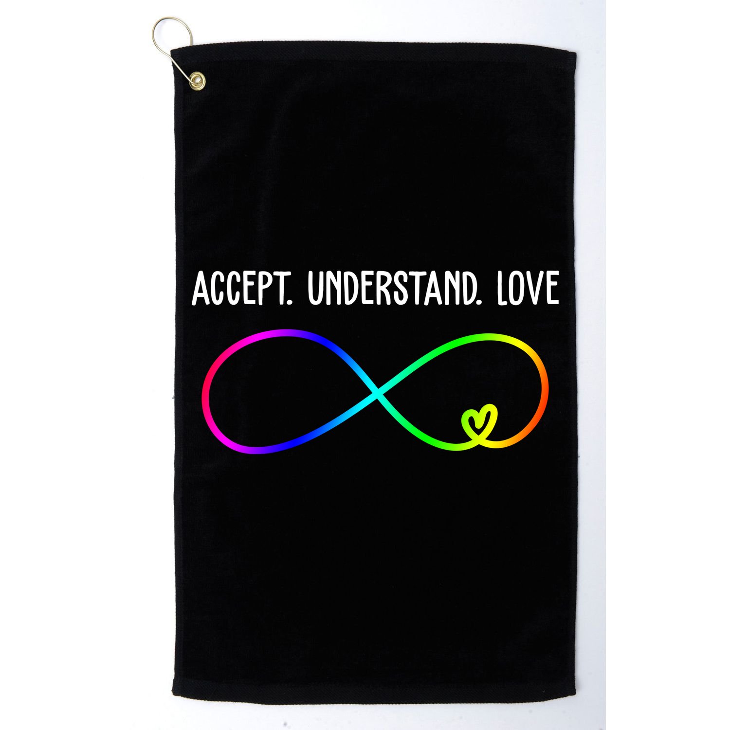Accept Under Love Neurodiversity Autism Rainbow Golf Towel