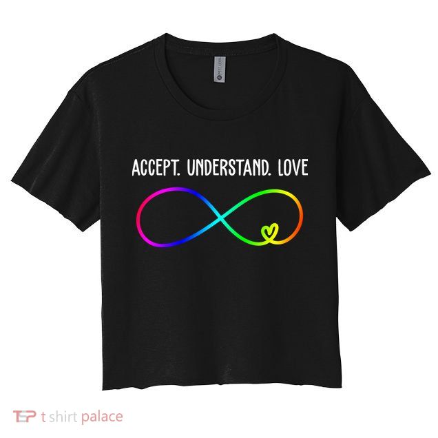 Accept Under Love Neurodiversity Autism Rainbow Crop Top