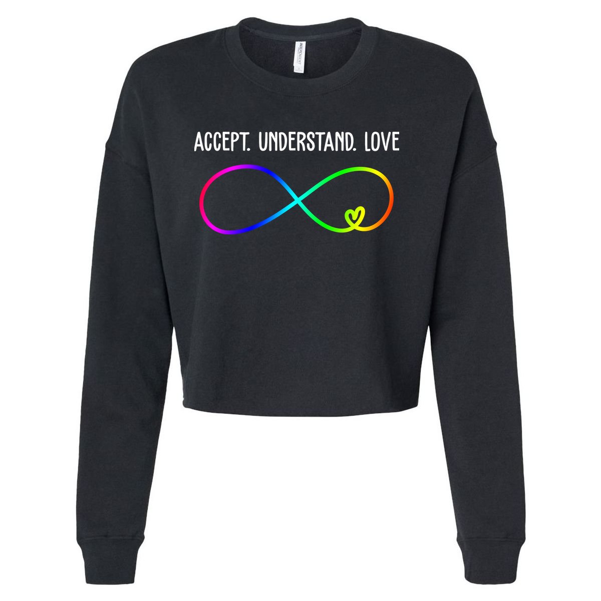 Accept Under Love Neurodiversity Autism Rainbow Cropped Pullover Crew