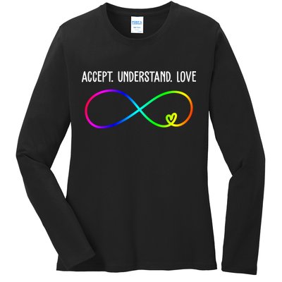 Accept Under Love Neurodiversity Autism Rainbow Ladies Long Sleeve Shirt