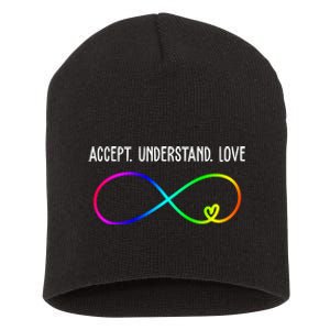 Accept Under Love Neurodiversity Autism Rainbow Short Acrylic Beanie