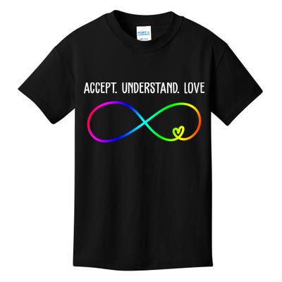 Accept Under Love Neurodiversity Autism Rainbow Kids T-Shirt