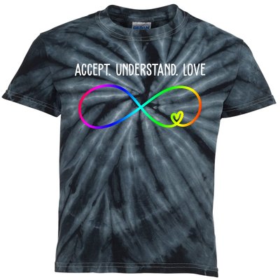 Accept Under Love Neurodiversity Autism Rainbow Kids Tie-Dye T-Shirt