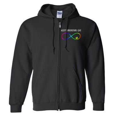 Accept Under Love Neurodiversity Autism Rainbow Full Zip Hoodie