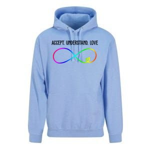 Accept Under Love Neurodiversity Autism Rainbow Unisex Surf Hoodie