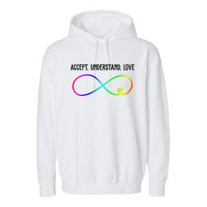 Accept Under Love Neurodiversity Autism Rainbow Garment-Dyed Fleece Hoodie