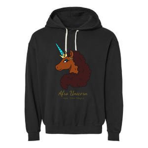 Afro Unicorn Large Portrait V2 Garment-Dyed Fleece Hoodie