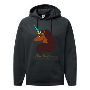 Afro Unicorn Large Portrait V2 Performance Fleece Hoodie