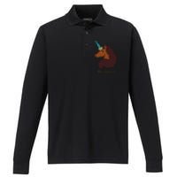 Afro Unicorn Large Portrait V2 Performance Long Sleeve Polo