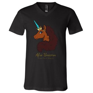 Afro Unicorn Large Portrait V2 V-Neck T-Shirt