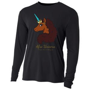 Afro Unicorn Large Portrait V2 Cooling Performance Long Sleeve Crew