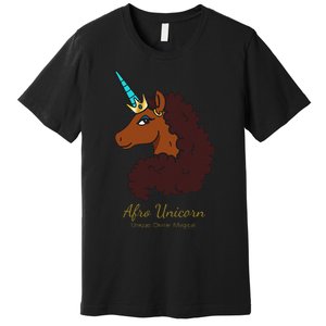 Afro Unicorn Large Portrait V2 Premium T-Shirt