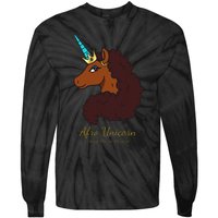 Afro Unicorn Large Portrait V2 Tie-Dye Long Sleeve Shirt