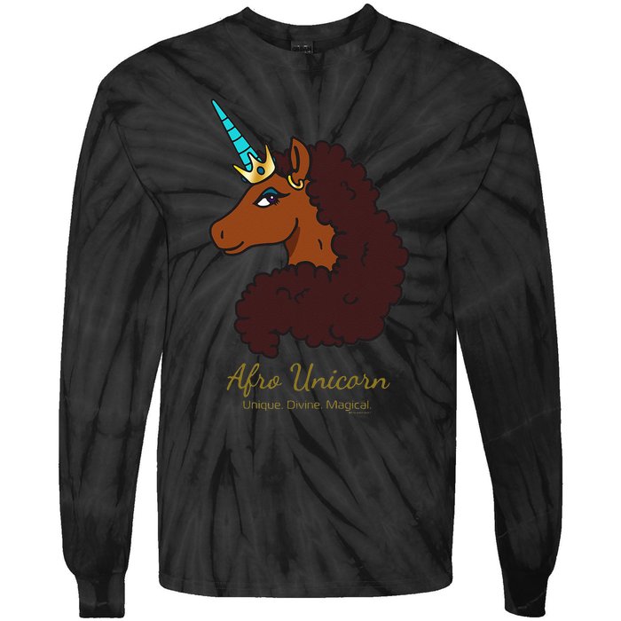 Afro Unicorn Large Portrait V2 Tie-Dye Long Sleeve Shirt