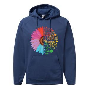 Autism Ual Mom Mother Mama Flower Rainbow Funny Gift Performance Fleece Hoodie