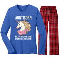 Auntie Unicorn Meaningful Gift Aunticorn Auntie Family Matching Gift Women's Long Sleeve Flannel Pajama Set 