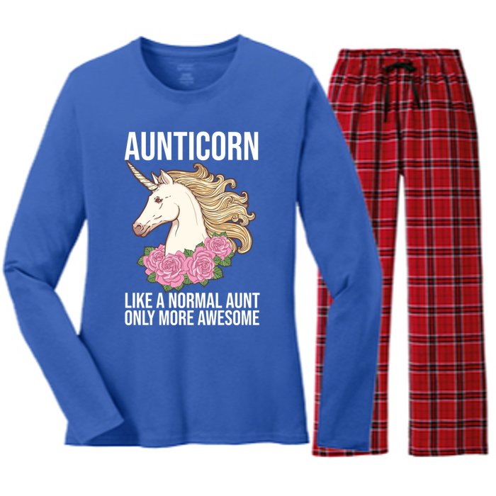 Auntie Unicorn Meaningful Gift Aunticorn Auntie Family Matching Gift Women's Long Sleeve Flannel Pajama Set 