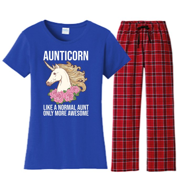 Auntie Unicorn Meaningful Gift Aunticorn Auntie Family Matching Gift Women's Flannel Pajama Set