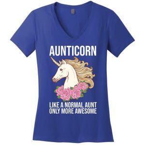 Auntie Unicorn Meaningful Gift Aunticorn Auntie Family Matching Gift Women's V-Neck T-Shirt