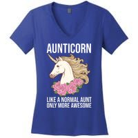 Auntie Unicorn Meaningful Gift Aunticorn Auntie Family Matching Gift Women's V-Neck T-Shirt