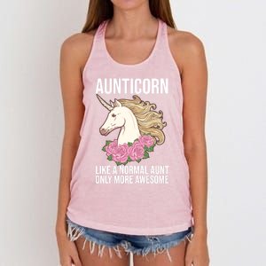 Auntie Unicorn Meaningful Gift Aunticorn Auntie Family Matching Gift Women's Knotted Racerback Tank