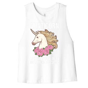 Auntie Unicorn Meaningful Gift Aunticorn Auntie Family Matching Gift Women's Racerback Cropped Tank