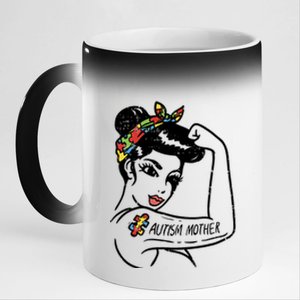 Autism Unbreakable Mother Mom Autistic Awareness Women 11oz Black Color Changing Mug