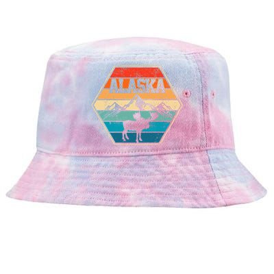 Alaska USA Mountain Hiking Vintage Retro Gift Tie-Dyed Bucket Hat