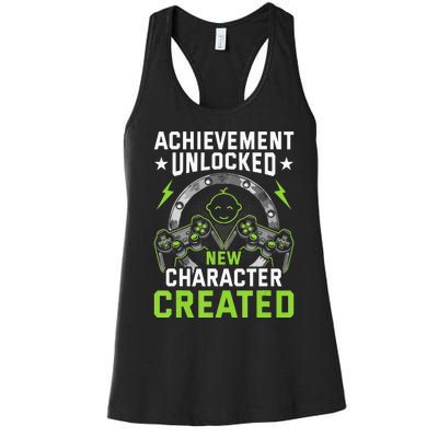 Achievement Unlocked New Character Created Video Gamer Women's Racerback Tank