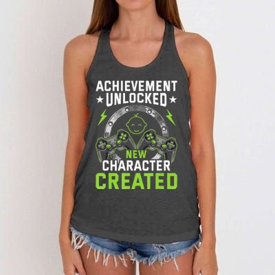 Achievement Unlocked New Character Created Video Gamer Women's Knotted Racerback Tank