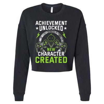 Achievement Unlocked New Character Created Video Gamer Cropped Pullover Crew