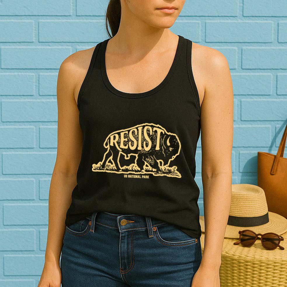 Alt Us National Park Resist Service Bison Buffalo Vintage Womens Tank Top