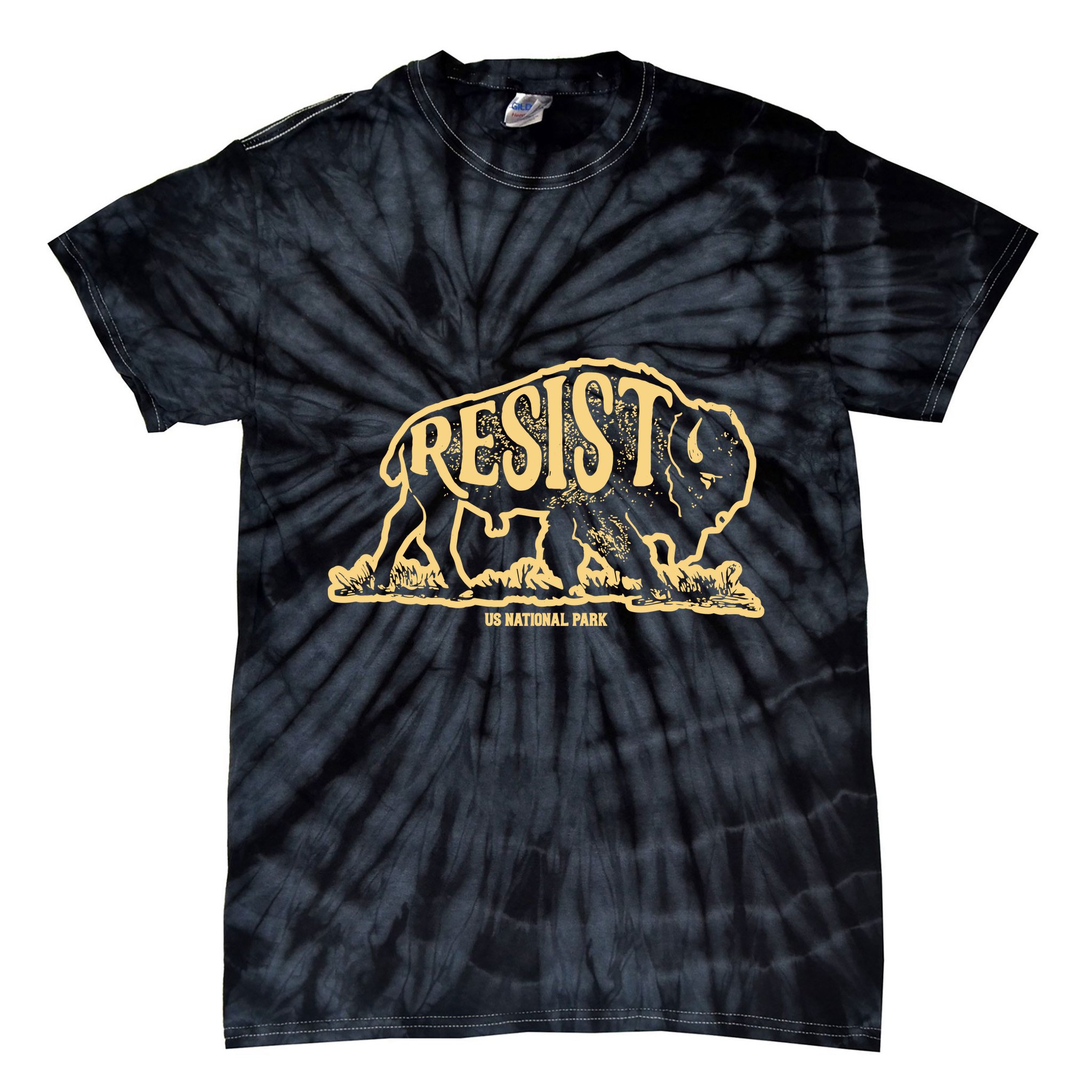 Alt Us National Park Resist Service Bison Buffalo Vintage Tie-Dye T-Shirt