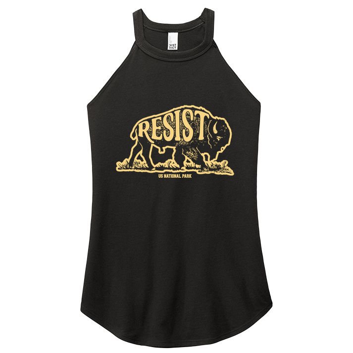 Alt Us National Park Resist Service Bison Buffalo Vintage Women's Perfect Tri Rocker Tank