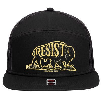 Alt Us National Park Resist Service T Bison Vintage 7 Panel Mesh Trucker Snapback Hat