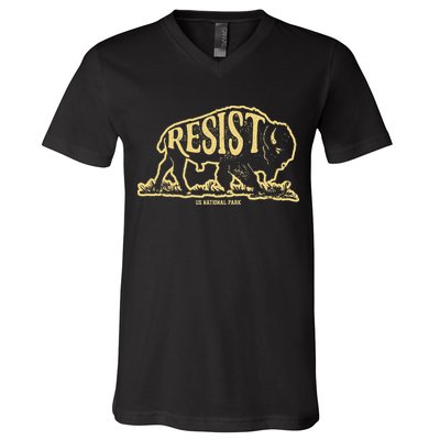 Alt Us National Park Resist Service T Bison Vintage V-Neck T-Shirt