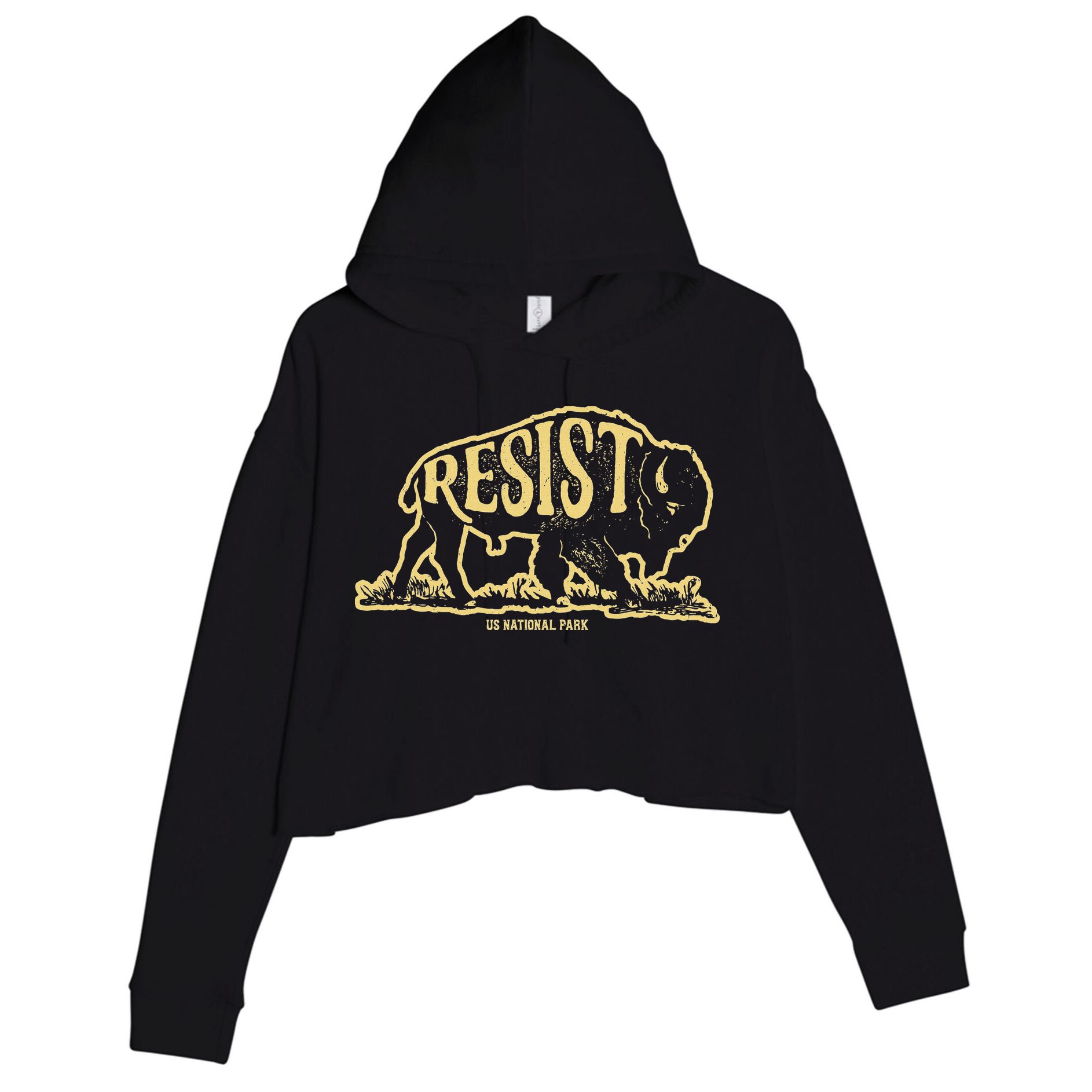 Alt Us National Park Resist Service T Bison Vintage Crop Fleece Hoodie