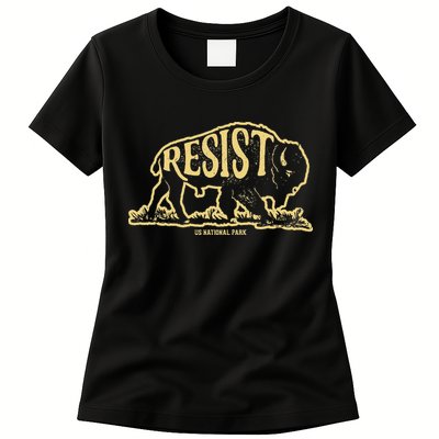 Alt Us National Park Resist Service T Bison Vintage Womens T-Shirt