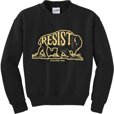 Alt Us National Park Resist Service T Bison Vintage Kids Sweatshirt