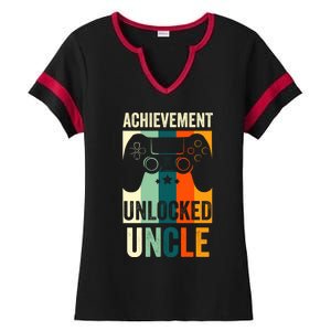 Achievet Unlocked New Uncle Gift For Gamers Gift Ladies Halftime Notch Neck Tee