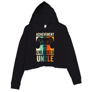 Achievet Unlocked New Uncle Gift For Gamers Gift Crop Fleece Hoodie