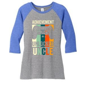 Achievet Unlocked New Uncle Gift For Gamers Gift Women's Tri-Blend 3/4-Sleeve Raglan Shirt